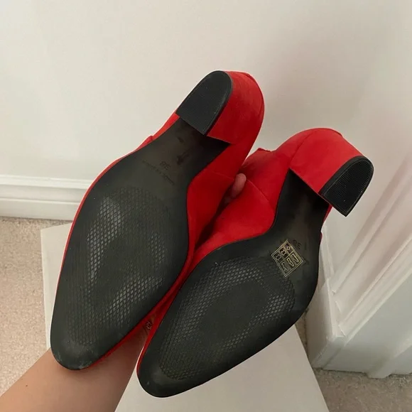 L’intervalle Red Suede Heeled Booties👢💃🌶️ Size 38 - Picture 2 of 5